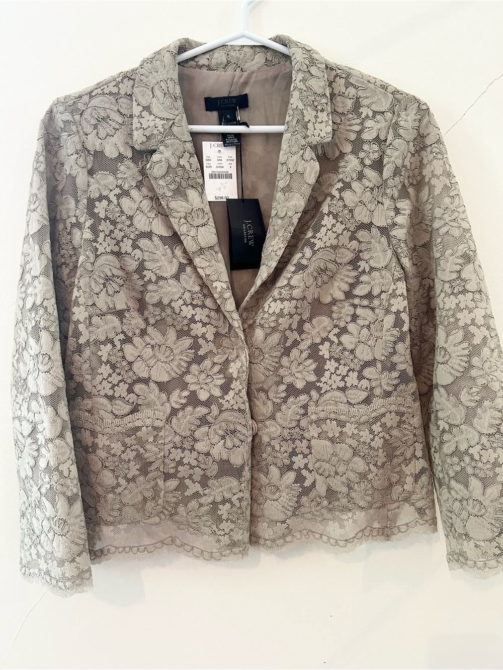 J. Crew Lace Blazer in Taupe Grey US 6